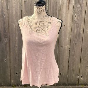 H&M LOGG blush pink layering tank with lace trim, size XL